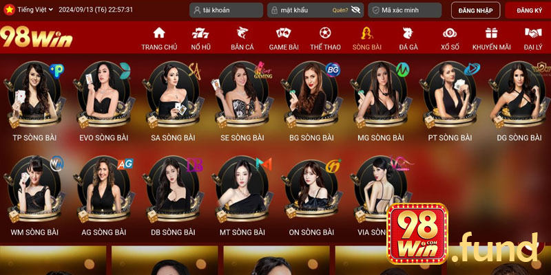 Điểm qua những game bài yêu thích nhất tại sòng bài 98win